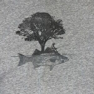 Life Is Good Men's Gray Fishing Trout Island Tree Long Sleeve Shirt Top XXXL 3XL